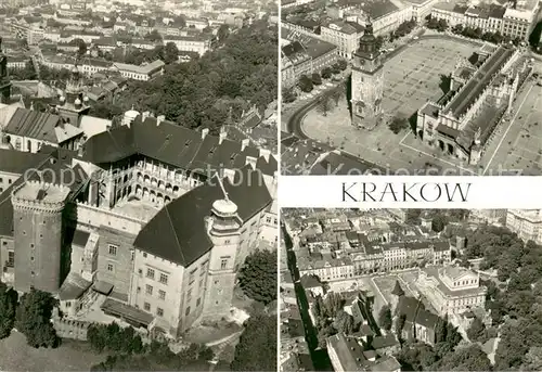 AK / Ansichtskarte Krakow_Krakau Zamek krolewski na Wawelu Rynek Glowny Sukiennice i Wieza Ratuszowa Plac Sw Ducha Krakow Krakau