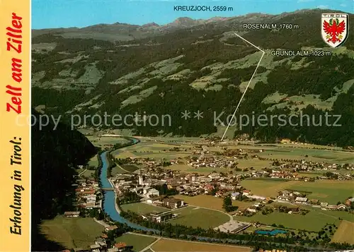 AK / Ansichtskarte Zell_Ziller_Tirol Fliegeraufnahme mit Kreuzjoch Zell_Ziller_Tirol