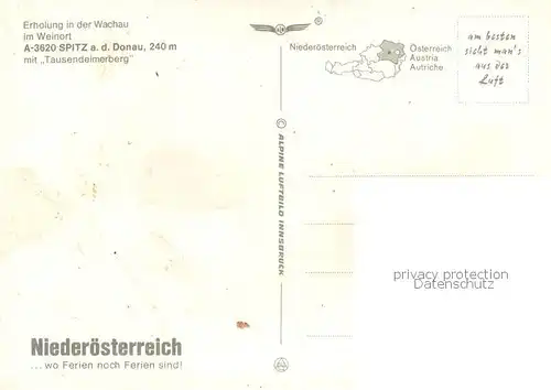 AK / Ansichtskarte Spitz_Donau Fliegeraufnahme mit Tausendeimerberg Spitz Donau