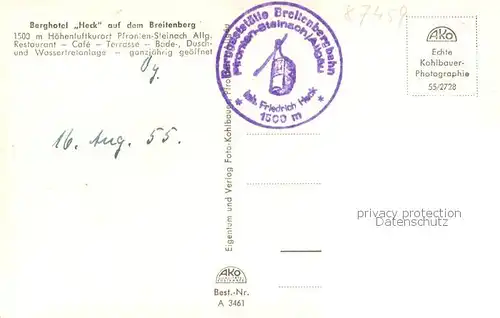 AK / Ansichtskarte Steinach_Pfronten Berghotel Heck auf dem Breitenberg Steinach Pfronten