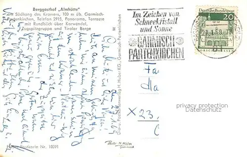 AK / Ansichtskarte Garmisch Partenkirchen Berggasthof Almhuette Garmisch Partenkirchen