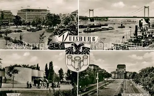 AK / Ansichtskarte Duisburg__Ruhr Koenig Heinrich Platz Neue Rheinbruecke Tierpark  