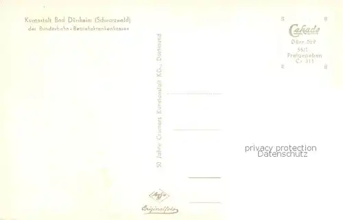 AK / Ansichtskarte Bad_Duerrheim Kuranstalt der Bundesbahn Betriebskrankenkassen Fliegeraufnahme Bad_Duerrheim