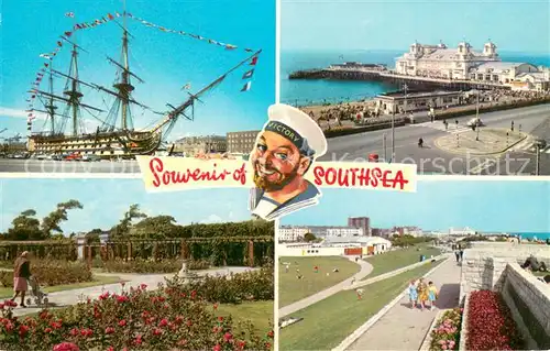 AK / Ansichtskarte Southsea HMS Victory rose Gardens South Parade Pier Wallet Gardens Southsea