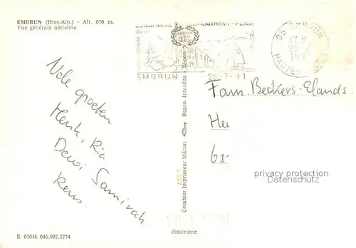 AK / Ansichtskarte Embrun_05 Vue generale aerienne 