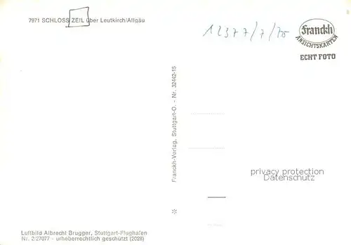 AK / Ansichtskarte Leutkirch Schloss Zeil Fliegeraufnahme Leutkirch