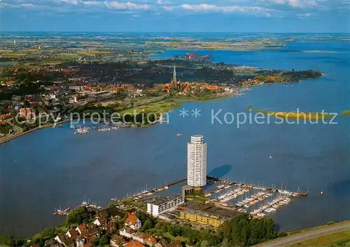 AK / Ansichtskarte Schleswig_Schlei Fliegeraufnahme mit Wikingerturmrestaurant Cafe Schleswig_Schlei