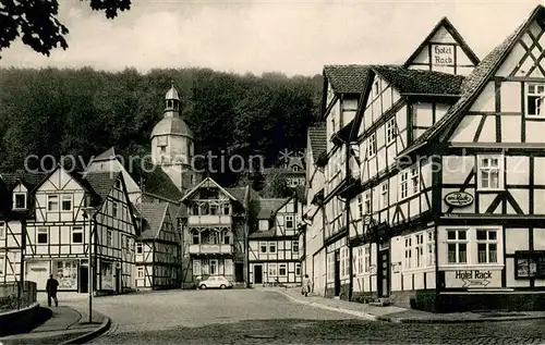 AK / Ansichtskarte Bad_Sooden Allendorf Rhenanusplatz Altstadt Kirchturm Fachwerkhaeuser Bad_Sooden Allendorf