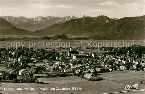 AK / Ansichtskarte Murnau_Staffelsee Panorama mit Ettaler Mandl und Zugspitze Wettersteingebirge Murnau_Staffelsee