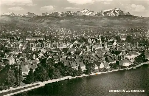 AK / Ansichtskarte ueberlingen_Bodensee Fliegeraufnahme mit Schweizer Alpen ueberlingen Bodensee