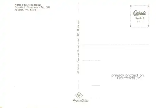AK / Ansichtskarte Bayerisch_Eisenstein Hotel Bayerisch Haeusl Gastraum Bayerisch_Eisenstein