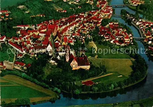 AK / Ansichtskarte Donauwoerth Hist Stadtkern und Zusammenfluss von Donau und Woernitz Fliegeraufnahme Donauwoerth