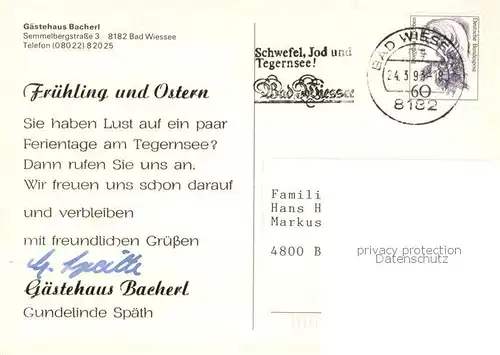 AK / Ansichtskarte Bad_Wiessee Gaestehaus Bacherl Bad_Wiessee