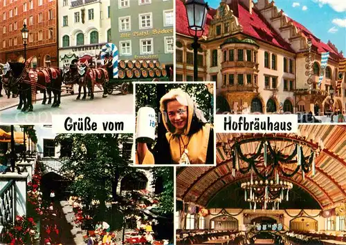 AK / Ansichtskarte Muenchen Bierkutsche Hofbraeuhaus Gastraeume  Muenchen