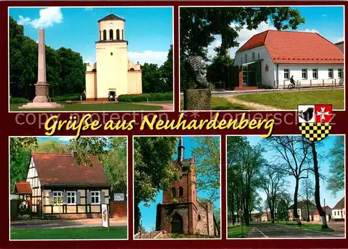 AK / Ansichtskarte Neuhardenberg Schinkelkirche Karl Marx Denkmal Sparkasse Heimathaus Dorfkirche OT Wulkow Neudorf Neuhardenberg