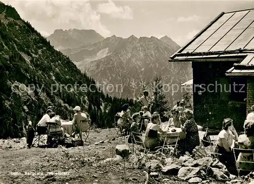 AK / Ansichtskarte Oberjoch Bergcafe Iselerplatz mit Daumen Breitenberg und Rotspitze Oberjoch
