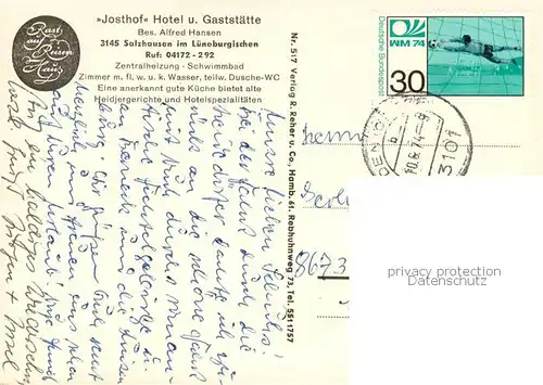 AK / Ansichtskarte Salzhausen_Lueneburger_Heide Josthof Hotel und Gaststaette Salzhausen_Lueneburger
