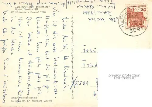 AK / Ansichtskarte Walsrode_Lueneburger_Heide Waldwirtschaft Luisenhoehe Fliegeraufnahme Walsrode_Lueneburger_Heide