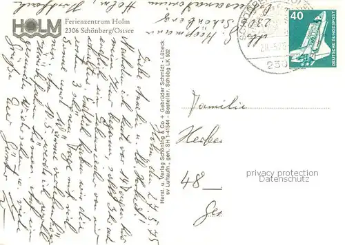 AK / Ansichtskarte Schoenberg_Holstein Ferienzentrum Holm Fliegeraufnahme Schoenberg_Holstein