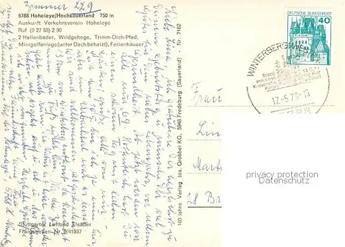 AK / Ansichtskarte Hoheleye Fliegeraufnahme Hallenbaeder Wildgehege Minigolfanlage Astenturm Hoheleye