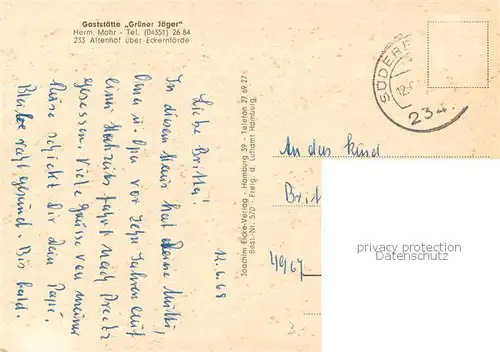 AK / Ansichtskarte Altenhof_Eckernfoerde Gaststaette Gruener Jaeger Fliegeraufnahme Altenhof Eckernfoerde