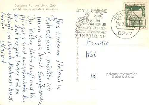 AK / Ansichtskarte Ruhpolding Marienbrunnen Maibaum Ruhpoldinger Hof Ruhpolding