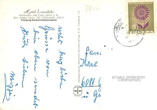 AK / Ansichtskarte Horben_Breisgau Hotel Luisenhoehe Horben Breisgau