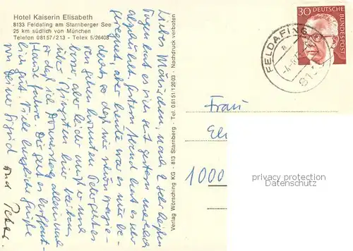 AK / Ansichtskarte Feldafing_Starnbergersee Hotel Kaiserin Elisabeth Terrasse Bootsanleger Panorama Feldafing_Starnbergersee