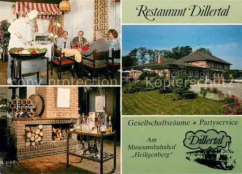 AK / Ansichtskarte Bruchhausen Vilsen Restaurant Dillertal Am Museumsbahnhof Heiligenberg Service am Tisch Kaminzimmer Bruchhausen Vilsen