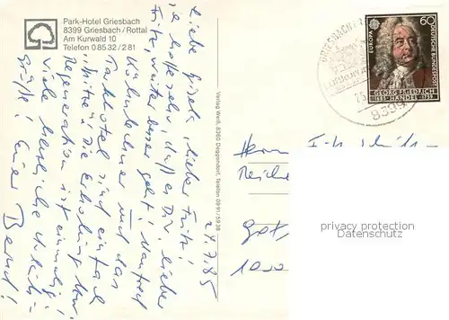 AK / Ansichtskarte Griesbach_Rottal Parkhotel Griesbach Pool Gaststube Treppenaufgang Hallenbad Griesbach Rottal