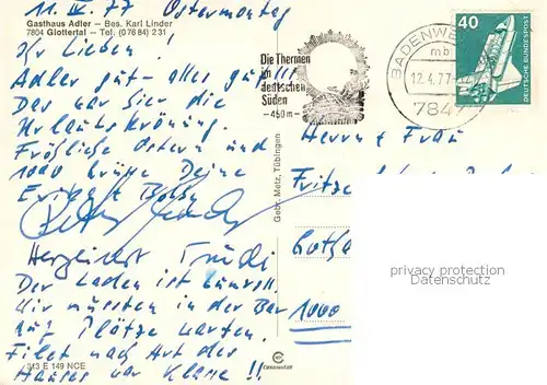 AK / Ansichtskarte Glottertal_Schwarzwald Gasthaus Adler 