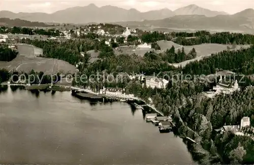 AK / Ansichtskarte Murnau_Staffelsee Fliegeraufnahme mit Waldfried St Uli und Strandbad Murnau_Staffelsee