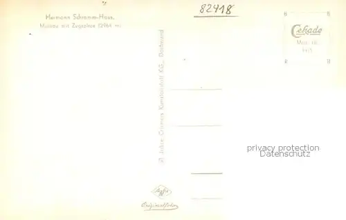 AK / Ansichtskarte Murnau_Staffelsee Hermann Schramm Haus mit Zugspitze Fliegeraufnahme Murnau_Staffelsee