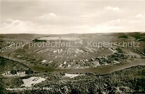 AK / Ansichtskarte Zell_Mosel Fliegeraufnahme mit Moselschleife und Briegel Zell_Mosel