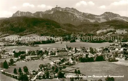 AK / Ansichtskarte Bernau_Chiemsee Fliegeraufnahme mit Chiemsee und Kampenwand Bernau Chiemsee