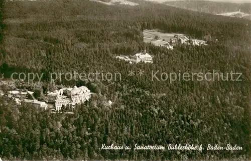 AK / Ansichtskarte Baden Baden Kurhaus und Sanatorium Buehlerhoehe Fliegeraufnahme Baden Baden
