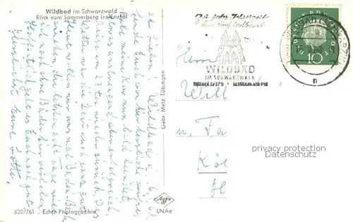 AK / Ansichtskarte Wildbad_Schwarzwald Blick vom Sommerberg ins Enztal Wildbad_Schwarzwald