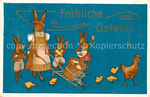 AK / Ansichtskarte Ostern_Easter_Paques Froehliche Ostern 1917 Hasen mit Ostereier 