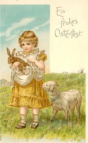 AK / Ansichtskarte Ostern_Easter_Paques Kind mit Lamm und hassen 