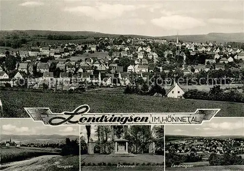 AK / Ansichtskarte Lendringsen_Sauerland Gesamtansicht Ehrenmal Hueingsen Lendringsen_Sauerland