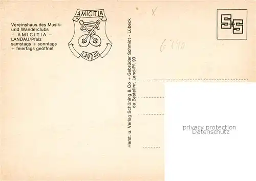 AK / Ansichtskarte Landau__Pfalz Vereinshaus Sieben Quellen im Modenbachtal Club Amicitia 