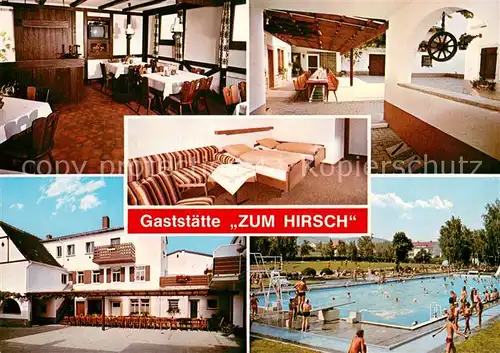 AK / Ansichtskarte Mussbach Gaststaette Zum Hirsch Restaurant Fremdenzimmer Freibad Mussbach