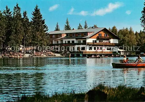 AK / Ansichtskarte Fichtelberg_Bayreuth Hotel Waldgasthof am Fichtelsee Bootfahren Fichtelberg Bayreuth