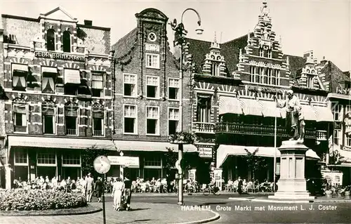 AK / Ansichtskarte Haarlem_NL Grote Markt met Monument LJ Coster 