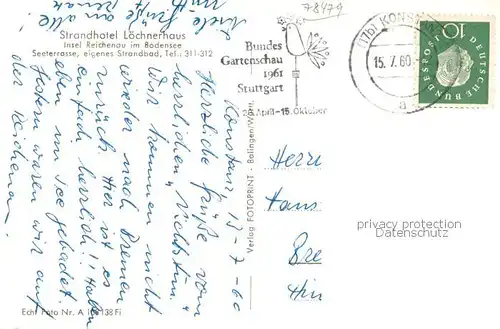 AK / Ansichtskarte Insel_Reichenau_Bodensee Strandhotel Loechnerhaus 