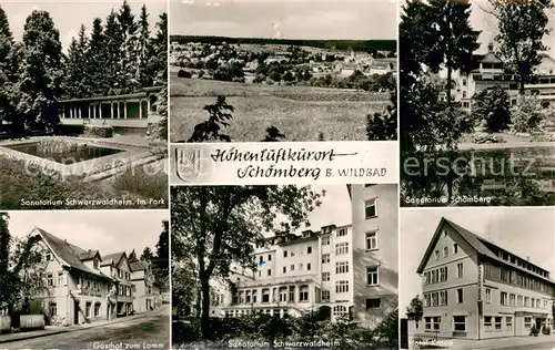 AK / Ansichtskarte Schoemberg_Schwarzwald Sanatorium Schwarzwaldheim Gasthof zum Lamm Hotel Krone Schoemberg Schwarzwald