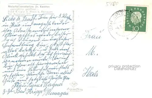 AK / Ansichtskarte Bad_Kripp Naturheilsanatorium Dr Karsten Bad_Kripp