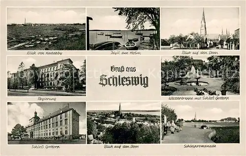 AK / Ansichtskarte Schleswig_Schlei Haddeby Idyll am Holm Dom Regierung Wassertreppe Schloss Gottorp Panorama Schleipromenade Schleswig_Schlei