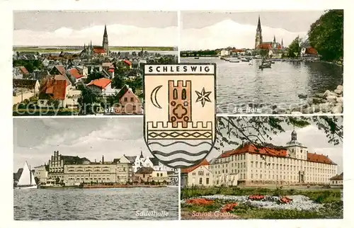 AK / Ansichtskarte Schleswig_Schlei Panorama Am Holm Schleihalle Schloss Gottorp Schleswig_Schlei