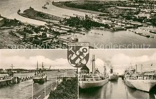 AK / Ansichtskarte Brunsbuettelkoog Fliegeraufnahme Hafenpartien Brunsbuettelkoog